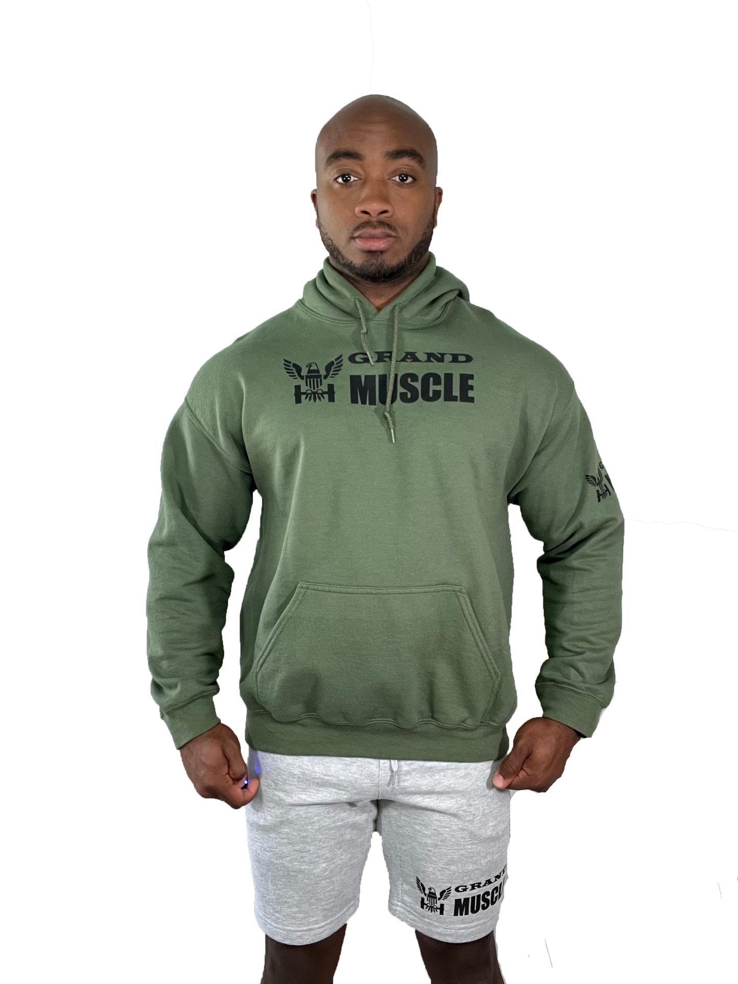 Fleece Pullover Hood - Green with Black Logo