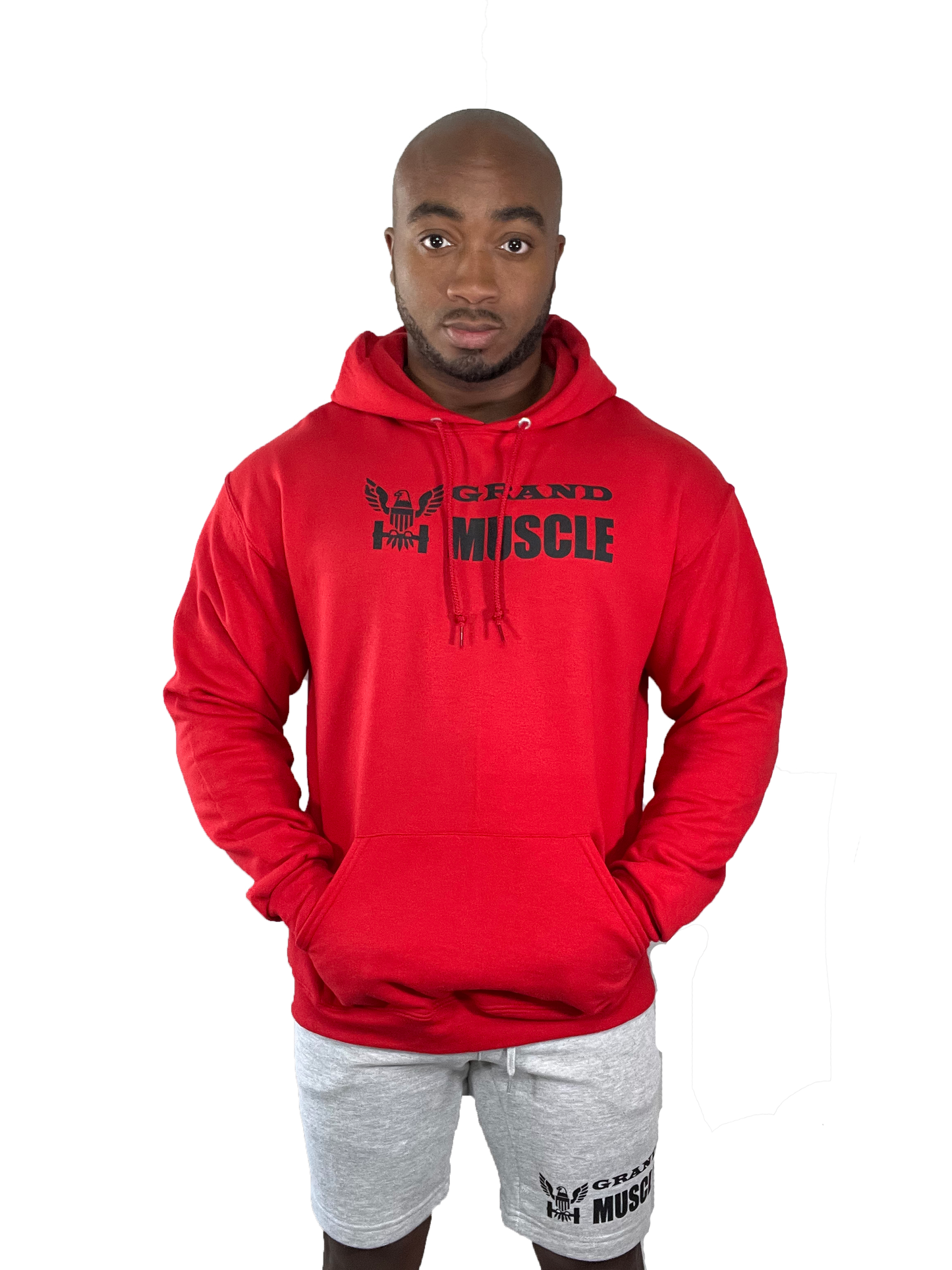 Fleece Pullover Hood - Red with Black Logo
